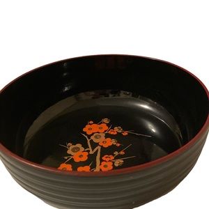 Vintage Japanese Orange Cherry Blossom Obon Bowl